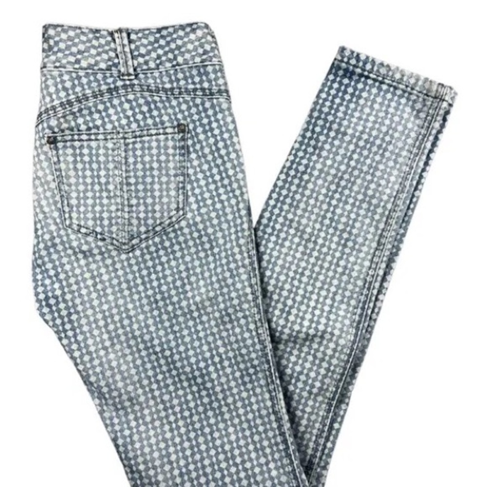 Free People Boho Skinny Jeans Womens Size 27 Diamond Pattern Southwest Low Rise